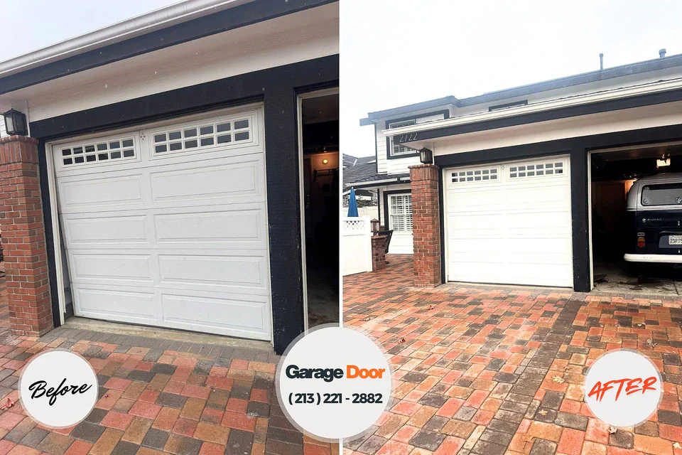 Before and after: garage door repair Westport Village, CT